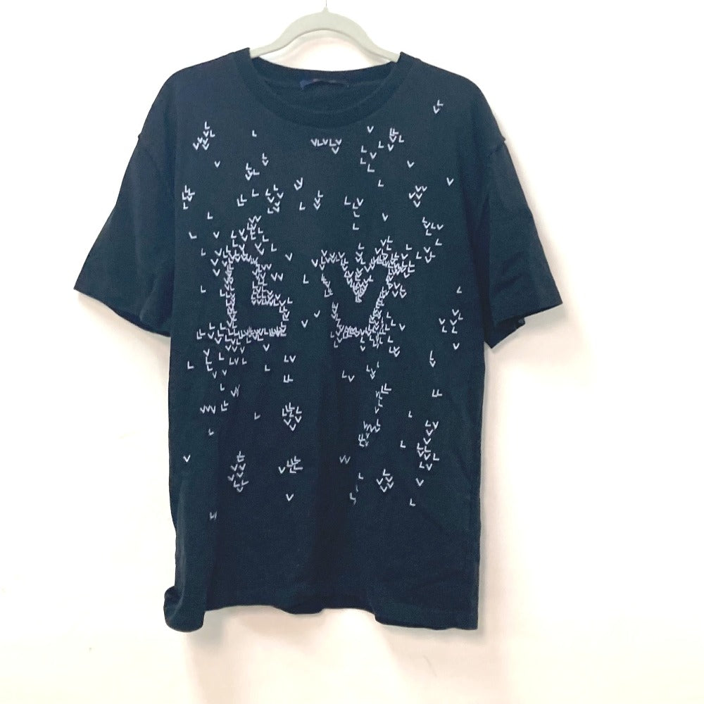LOUIS VUITTON Short sleeve T-shirt cotton black LV spread embroidery mens XL