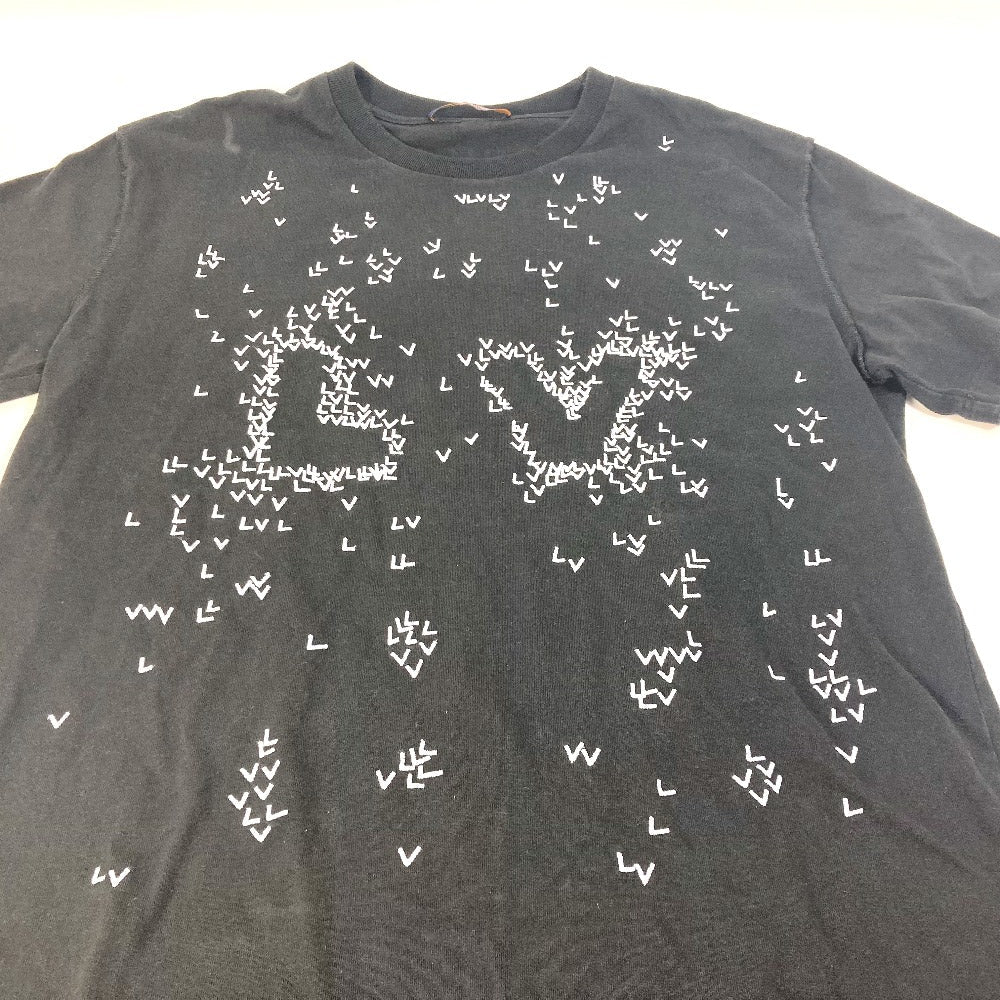 LOUIS VUITTON Short sleeve T-shirt cotton black LV spread embroidery mens XL