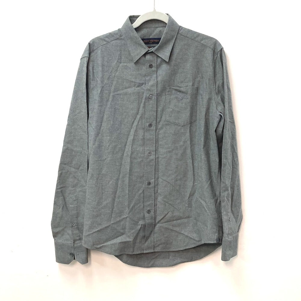 LOUIS VUITTON Long sleeve shirt cotton gray With collar flannel shirt mens L