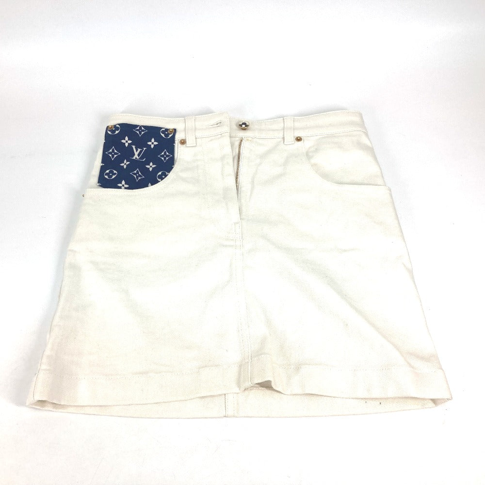 LOUIS VUITTON skirt Cotton, Polyurethane white Monogrammed pocket Women 36
