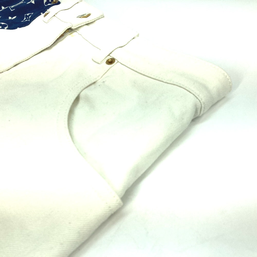 LOUIS VUITTON skirt Cotton, Polyurethane white Monogrammed pocket Women 36