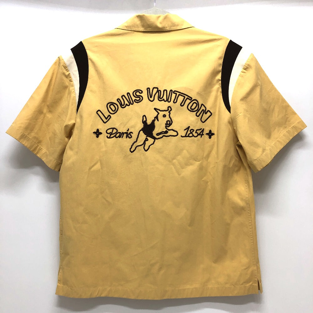 LOUIS VUITTON Short sleeve shirt 1AFQ16 cotton beige Embroidered short sleeve cotton bowling shirt mens M