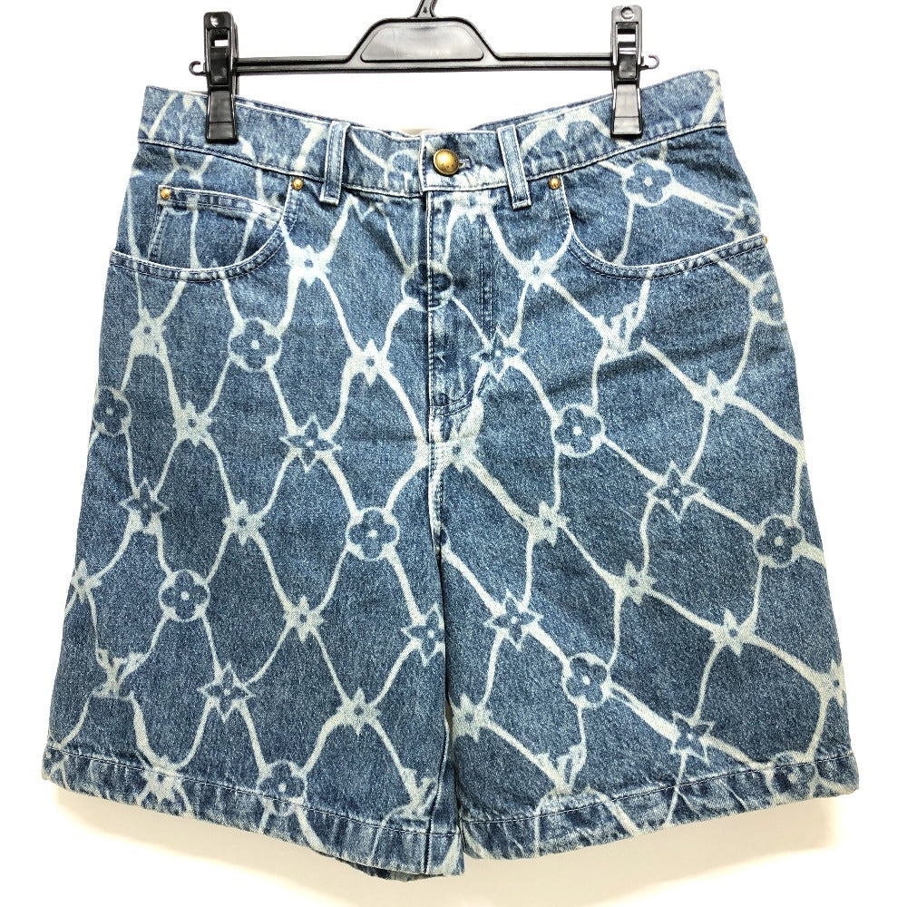 LOUIS VUITTON Denim pants 1AFQFD denim blue monogram print denim shorts mens 28