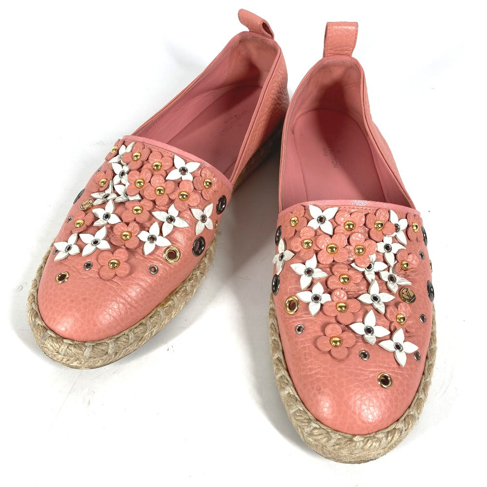 LOUIS VUITTON Slip-on leather pink Shoes shoes Flower espadrilles Women 36.5