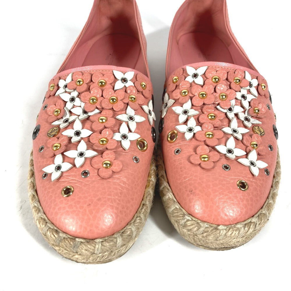 LOUIS VUITTON Slip-on leather pink Shoes shoes Flower espadrilles Women 36.5
