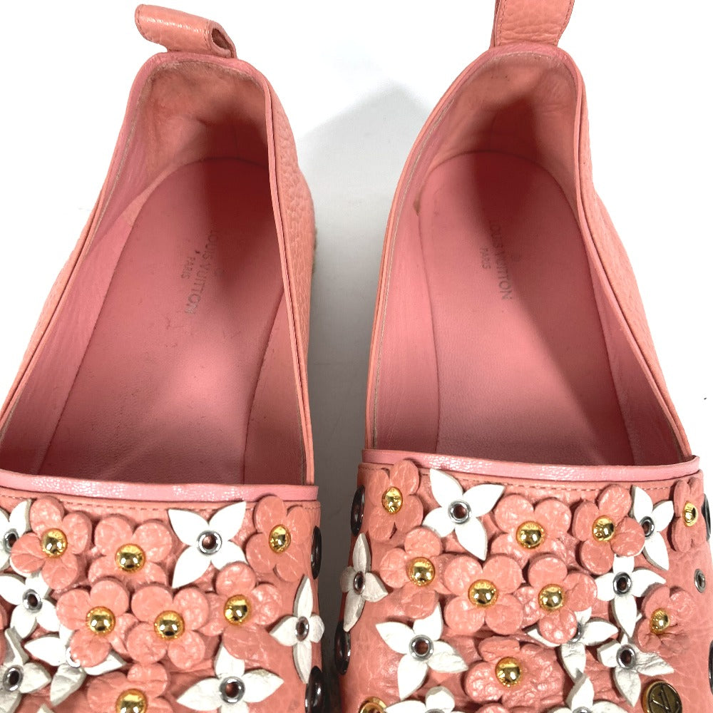 LOUIS VUITTON Slip-on leather pink Shoes shoes Flower espadrilles Women 36.5
