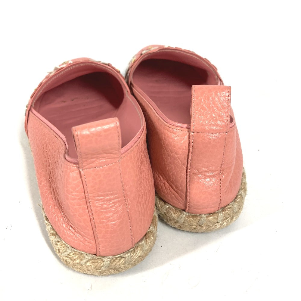 LOUIS VUITTON Slip-on leather pink Shoes shoes Flower espadrilles Women 36.5