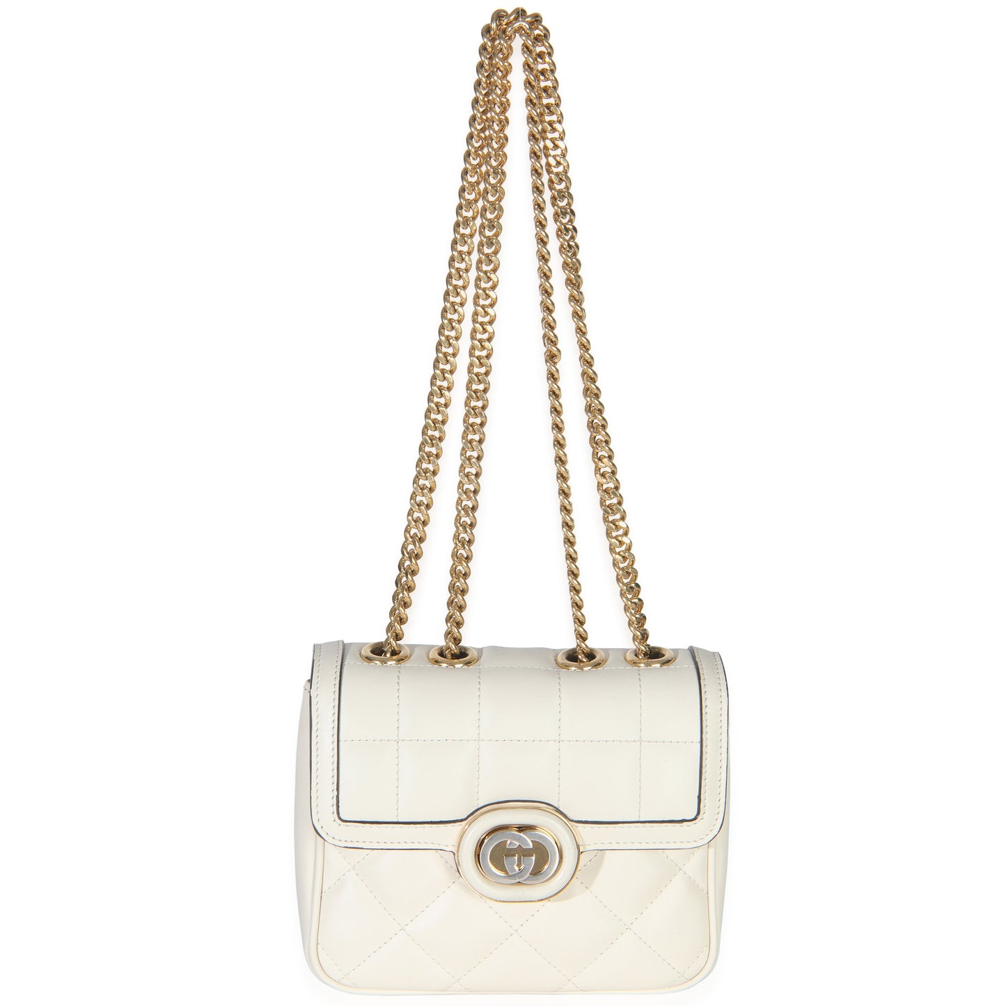 Gucci White Quilted Calfskin Mini Deco Chain Bag