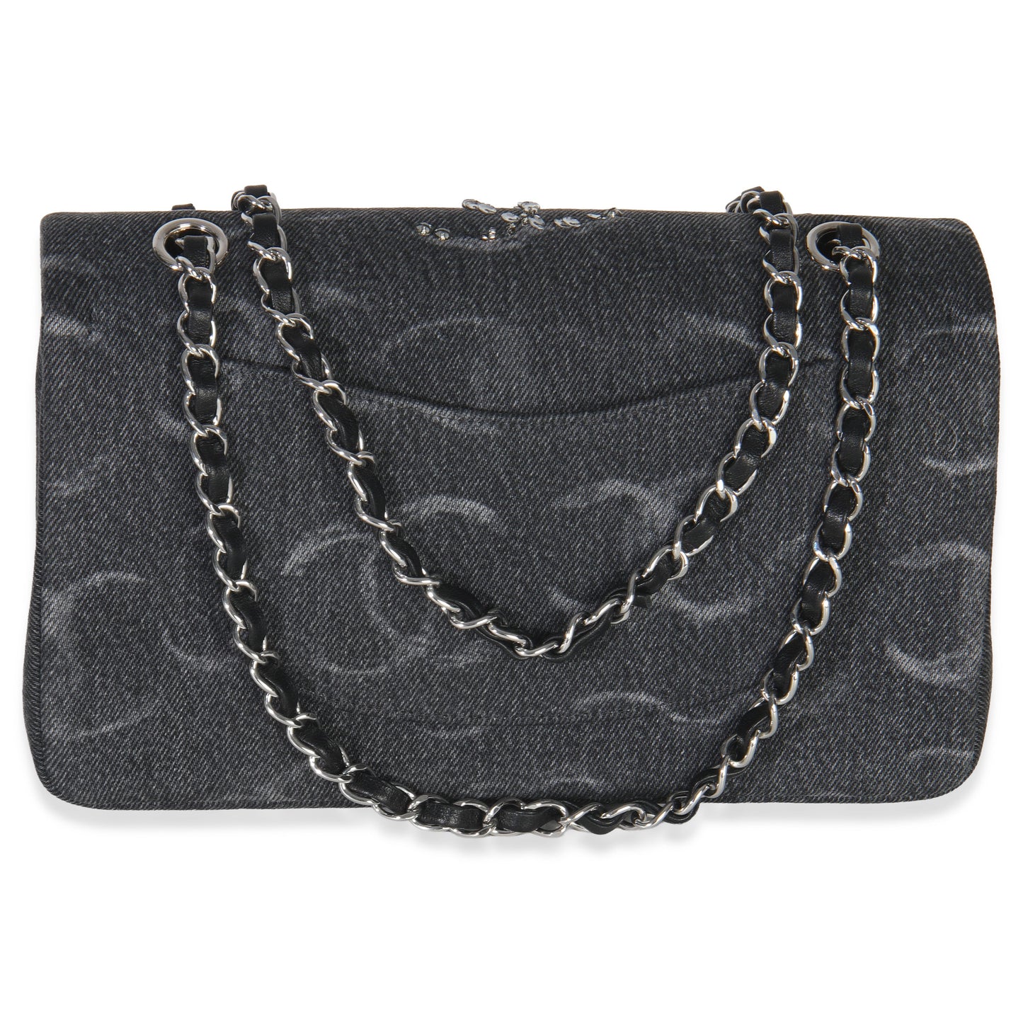 Chanel Black Denim Sequin CC Medium Classic Double Flap Bag