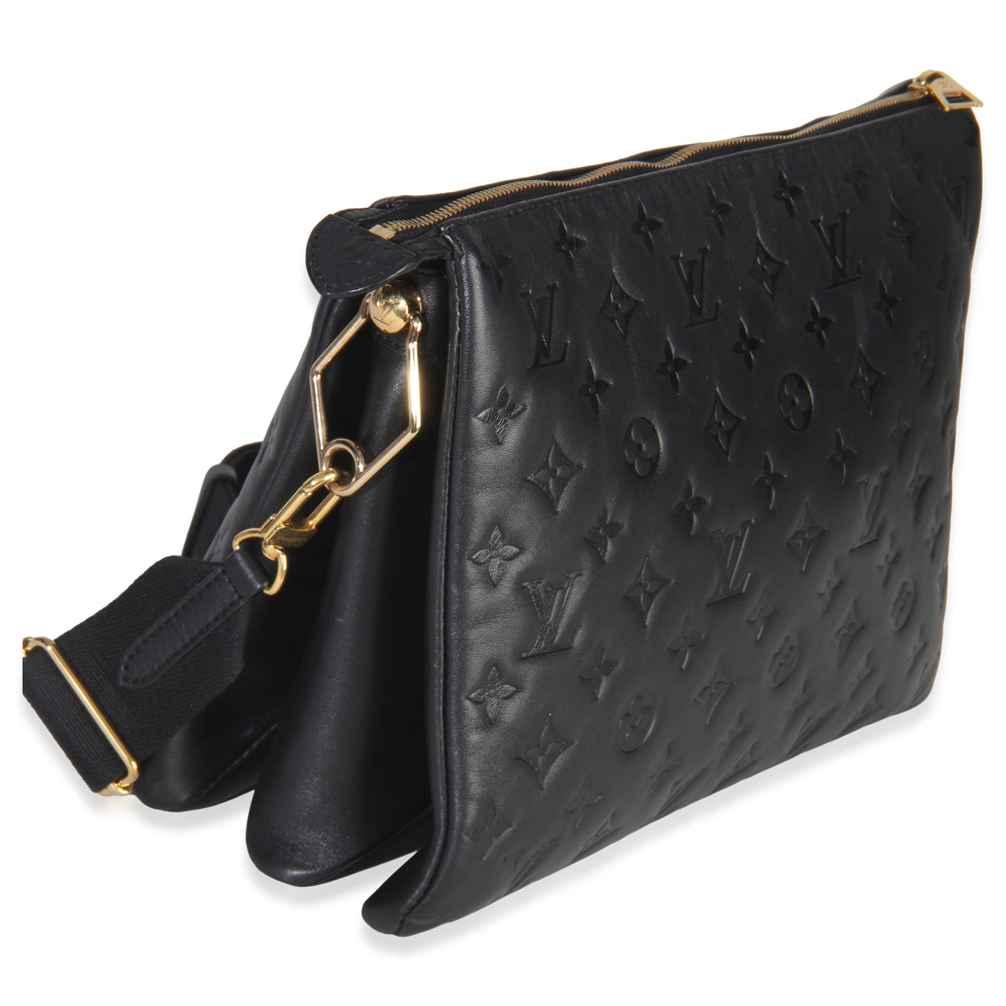 Louis Vuitton Black Monogram Embossed Lambskin Coussin MM