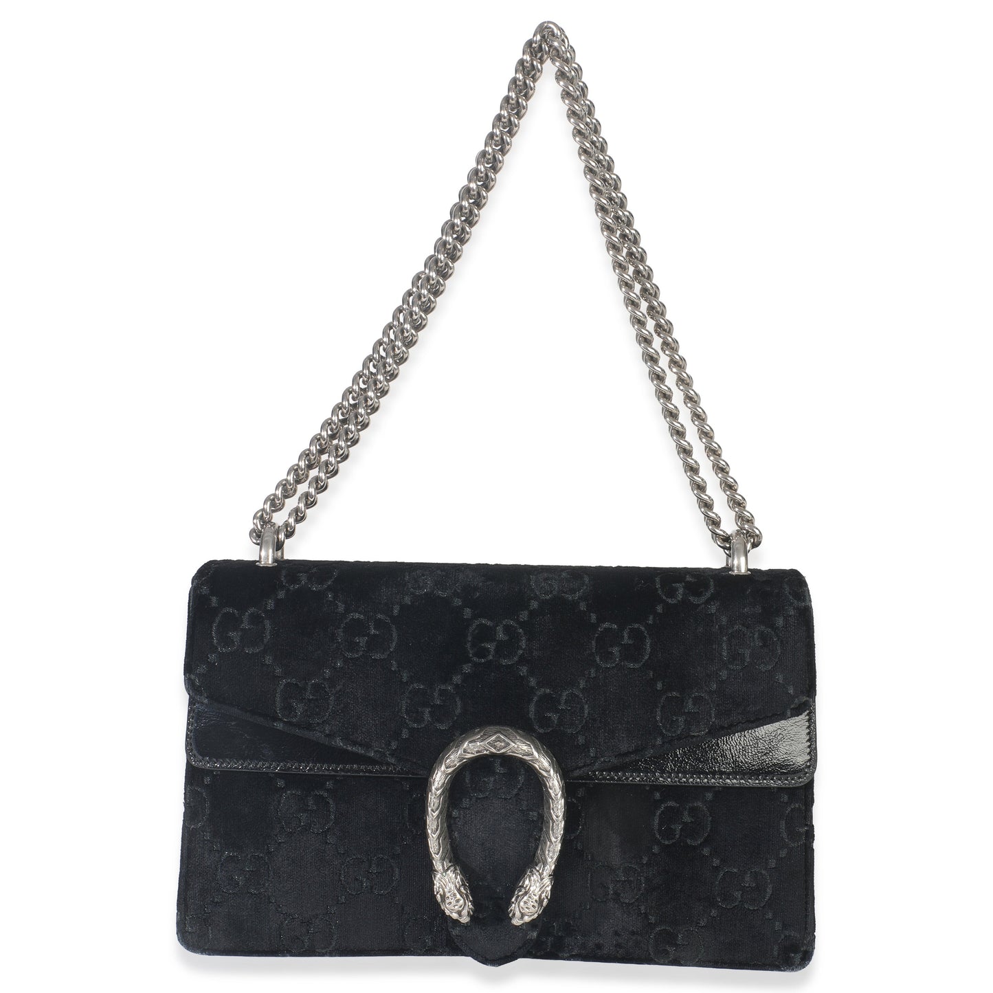 Gucci Black GG Embossed Velvet Small Dionysus Chain Bag