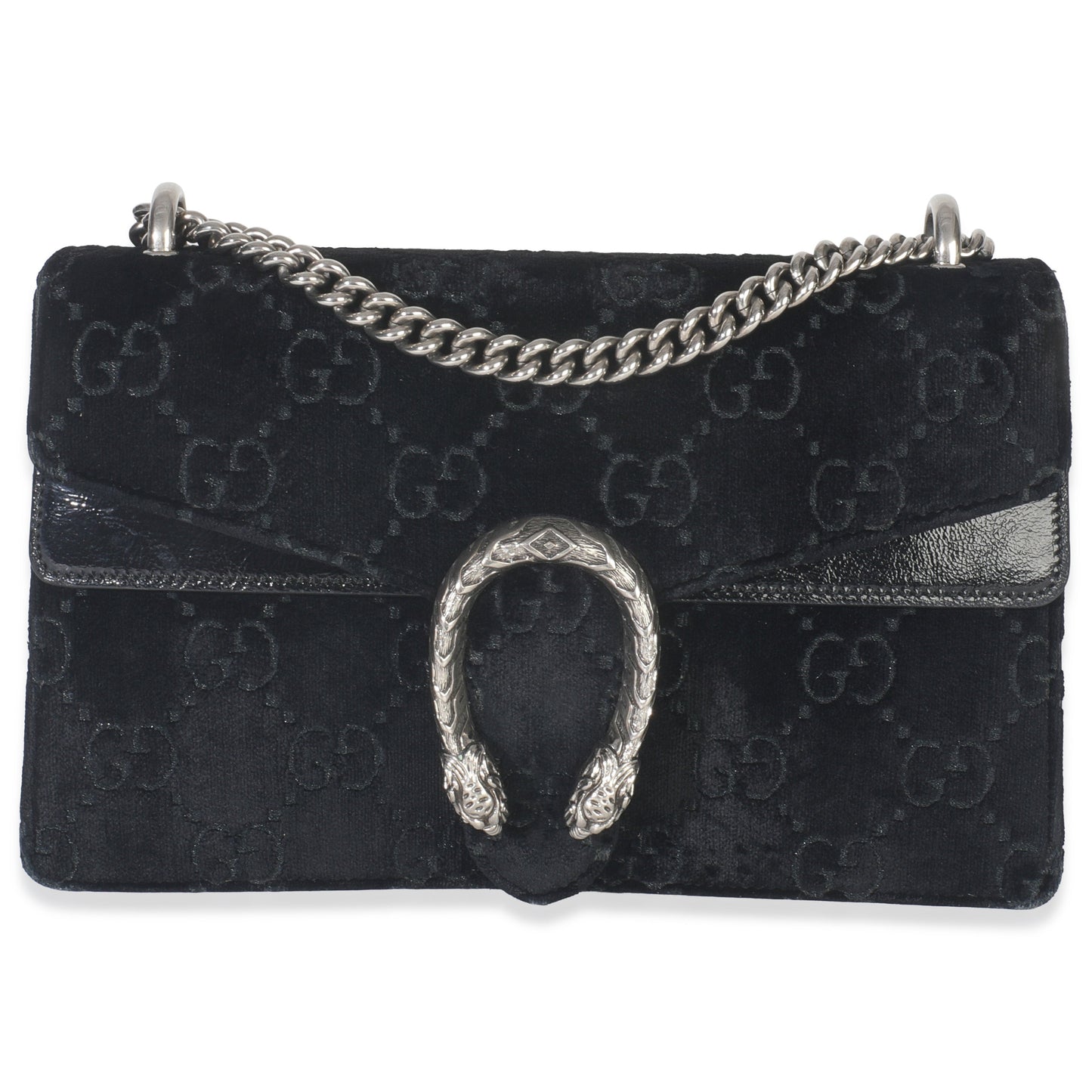 Gucci Black GG Embossed Velvet Small Dionysus Chain Bag