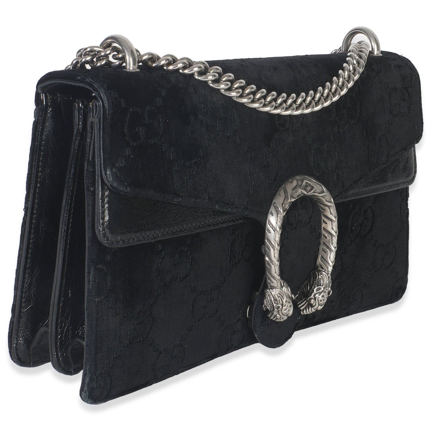 Gucci Black GG Embossed Velvet Small Dionysus Chain Bag