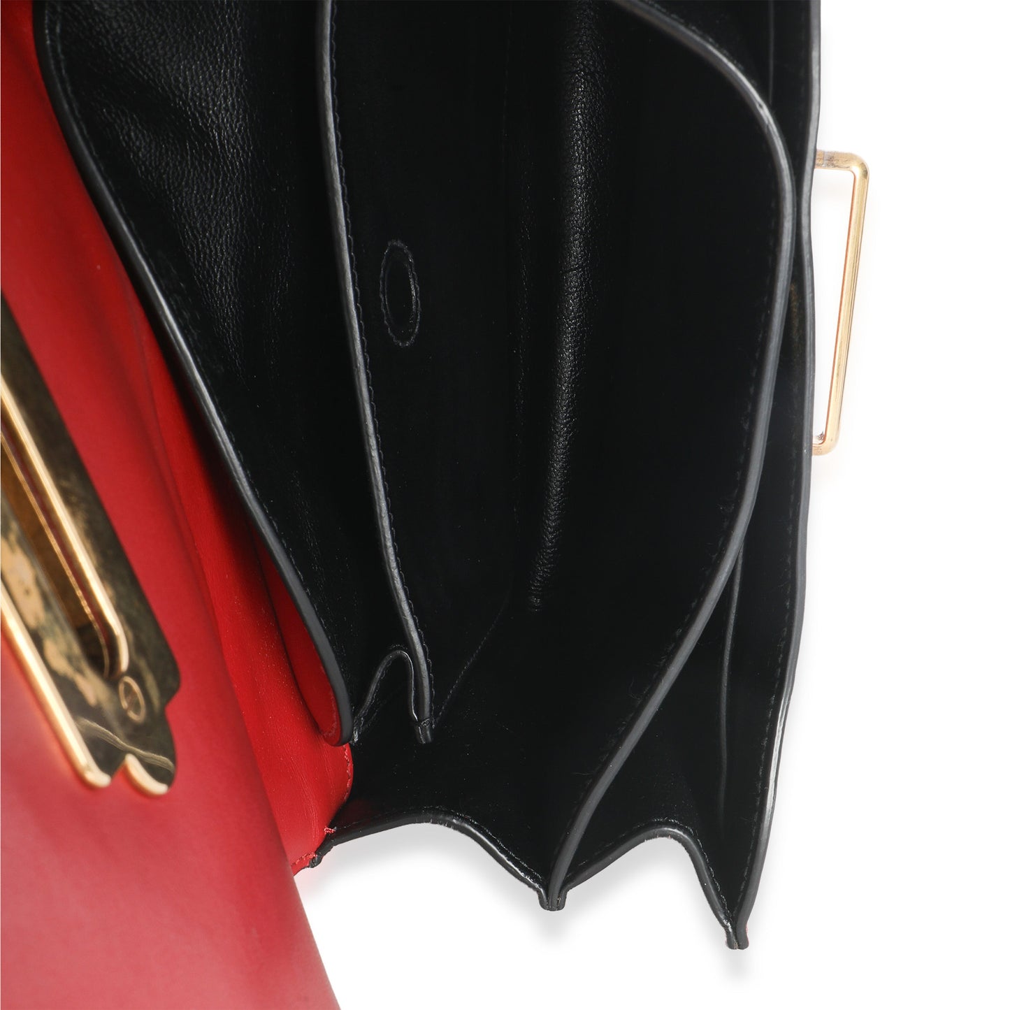 Prada Red Black City Calfskin Saffiano Cahier Bag