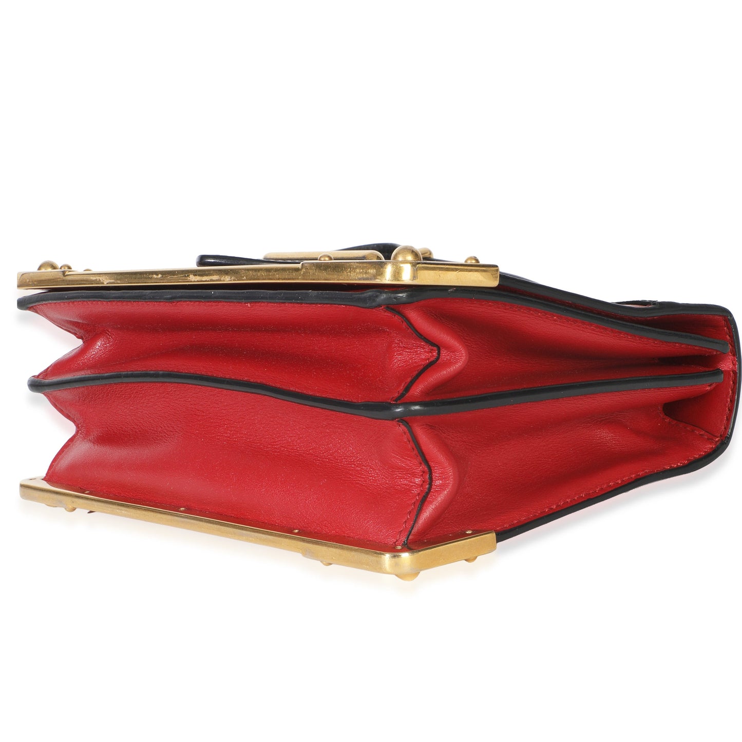 Prada Red Black City Calfskin Saffiano Cahier Bag