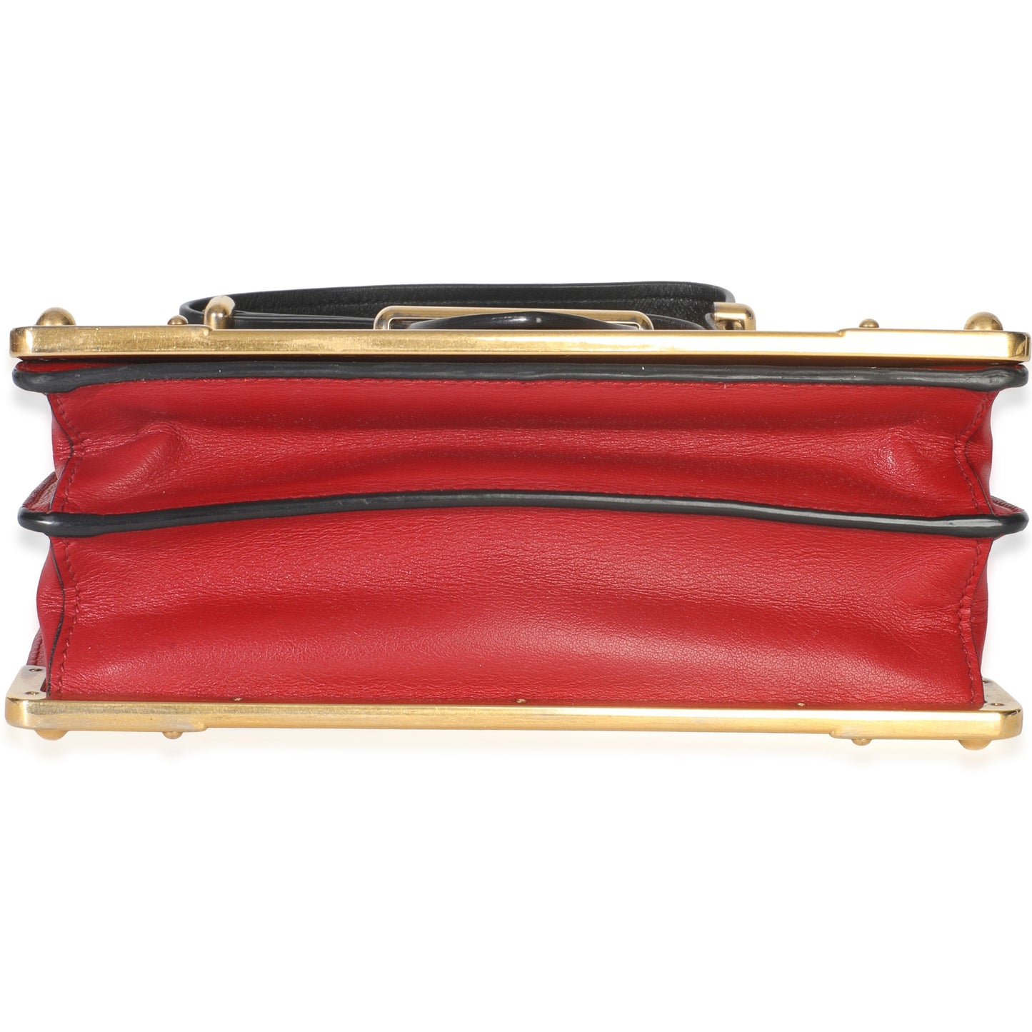 Prada Red Black City Calfskin Saffiano Cahier Bag