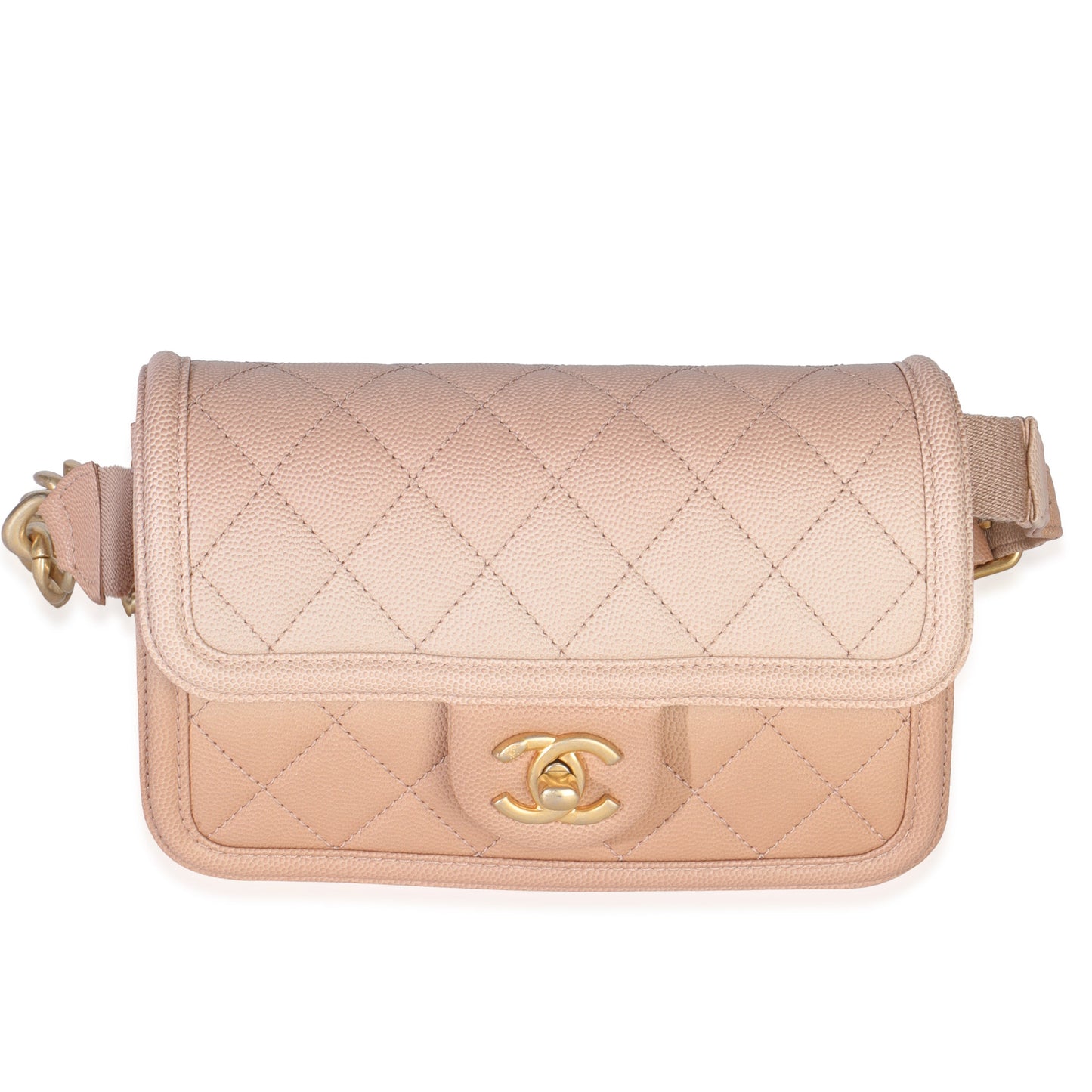 Chanel Beige Quilted Ombre Caviar Small Sunset On The Sea Belt Bag