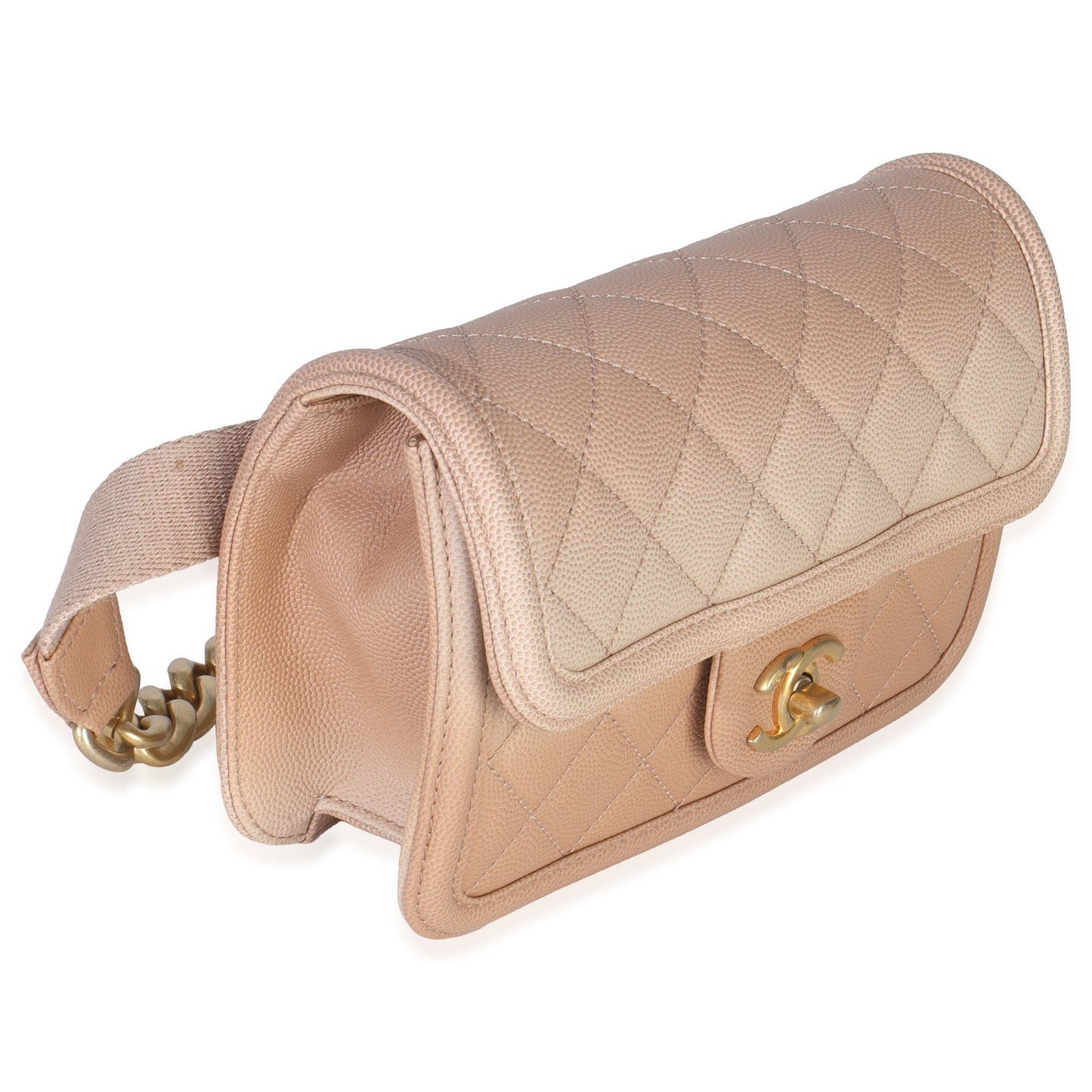 Chanel Beige Quilted Ombre Caviar Small Sunset On The Sea Belt Bag