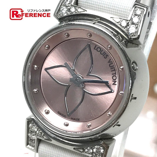 LOUIS VUITTON Watches Quartz Q151P Stainless Steel Pink type Rug diamond Tambour Viju pink dial Women
