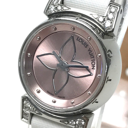 LOUIS VUITTON Watches Quartz Q151P Stainless Steel Pink type Rug diamond Tambour Viju pink dial Women