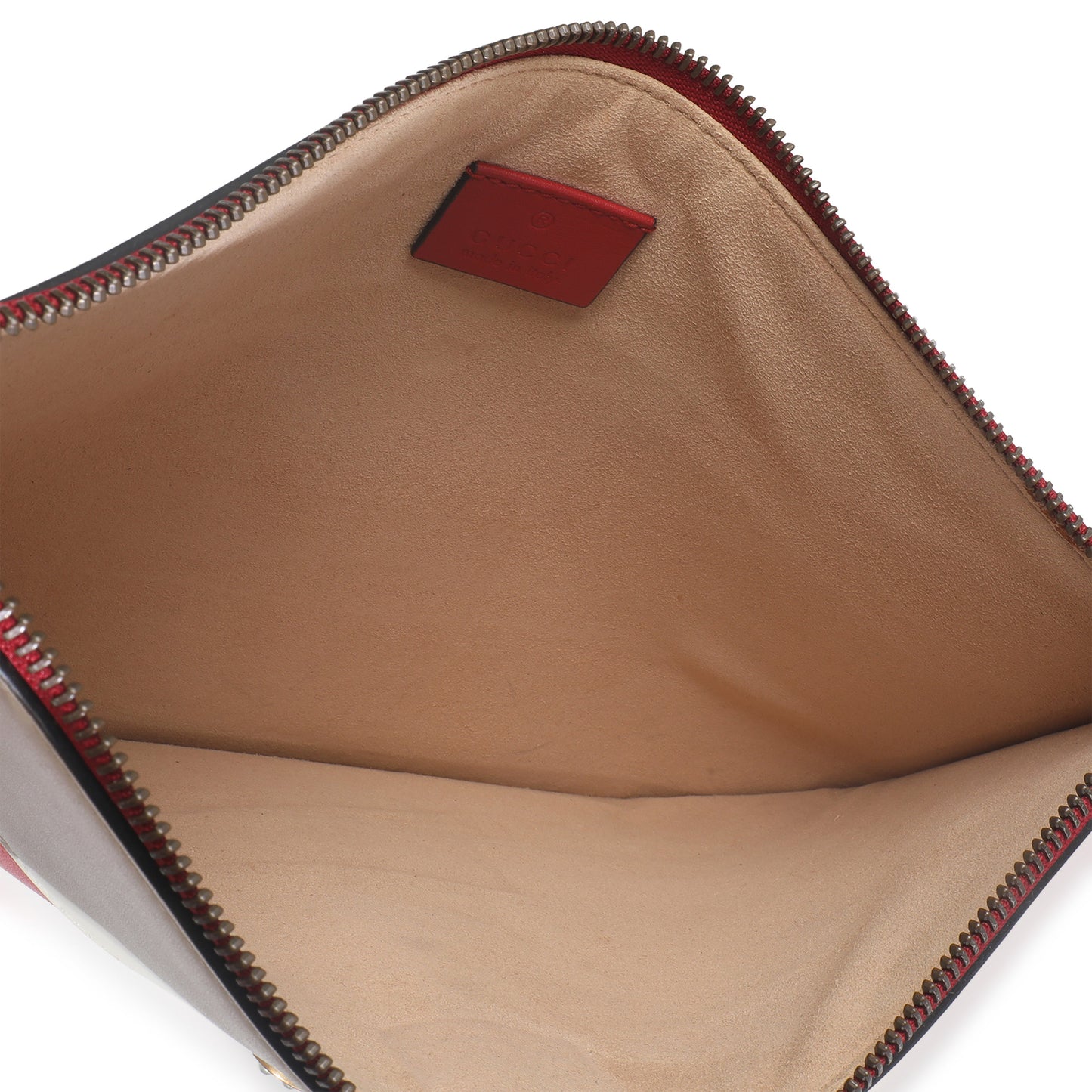 Gucci Red Navy Cream Calfskin Queen Margaret Flat Pouch