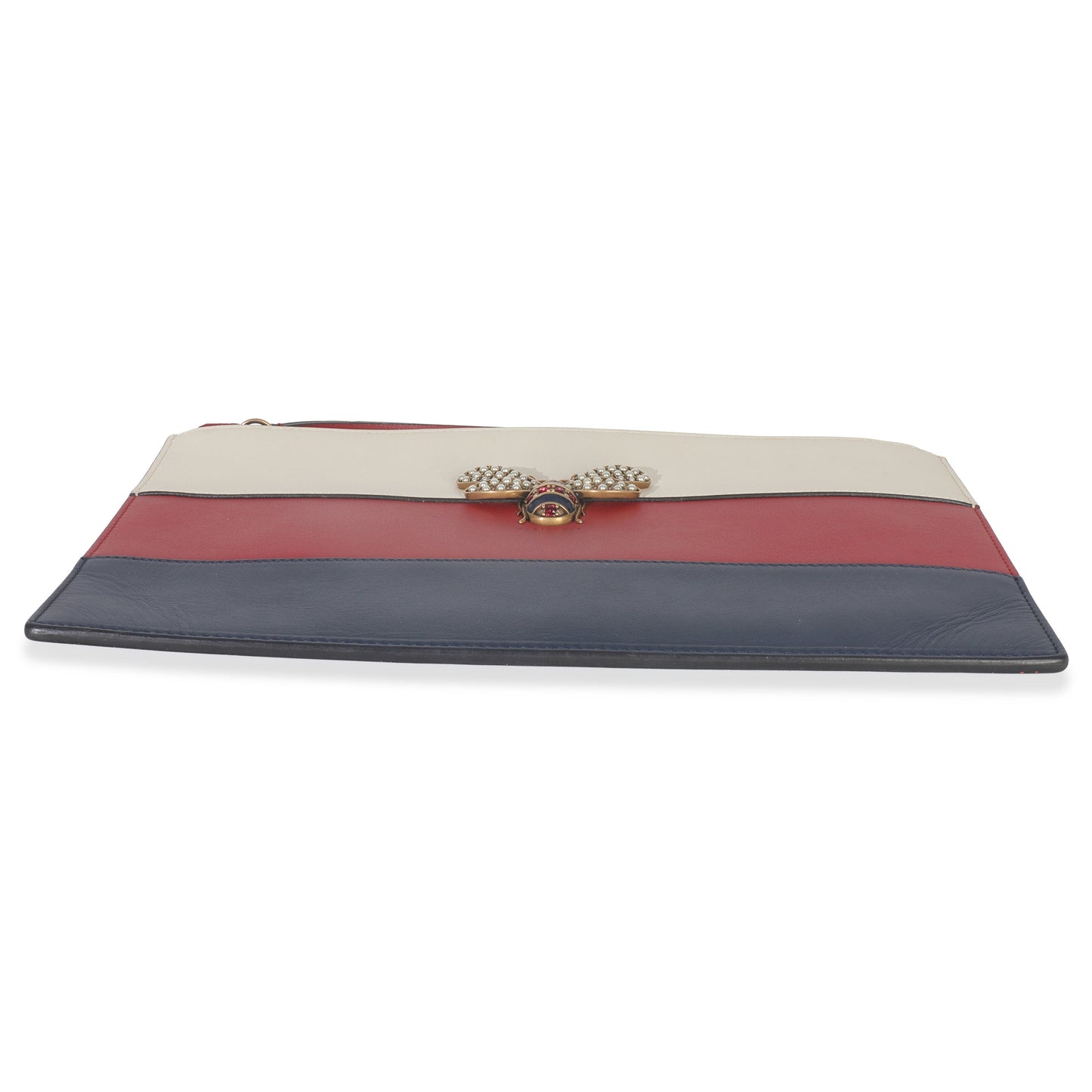 Gucci Red Navy Cream Calfskin Queen Margaret Flat Pouch