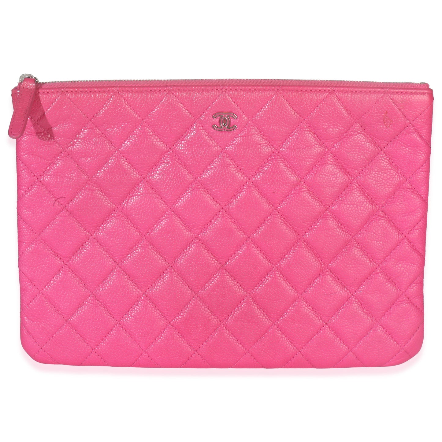 Chanel Pink Quilted Lambskin Medium Casino Beauty CC Cosmetic Case