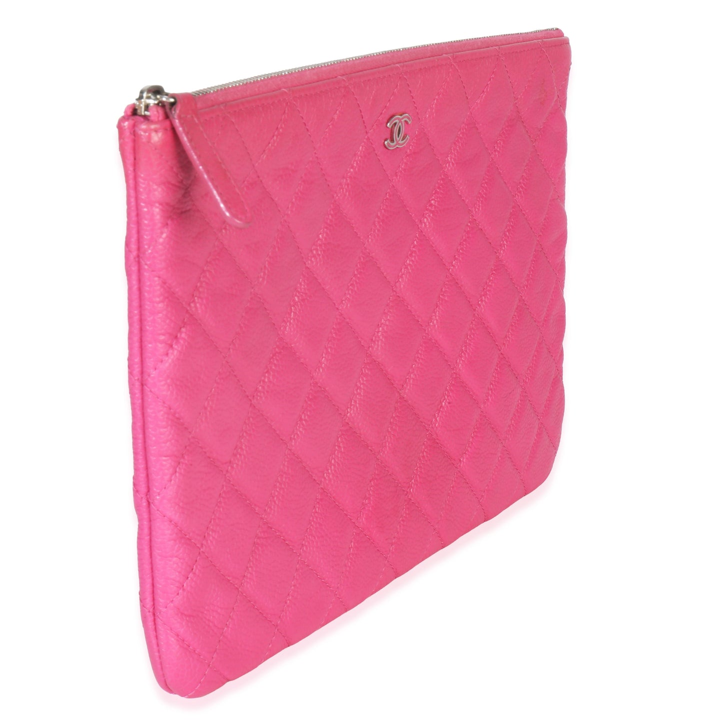 Chanel Pink Quilted Lambskin Medium Casino Beauty CC Cosmetic Case