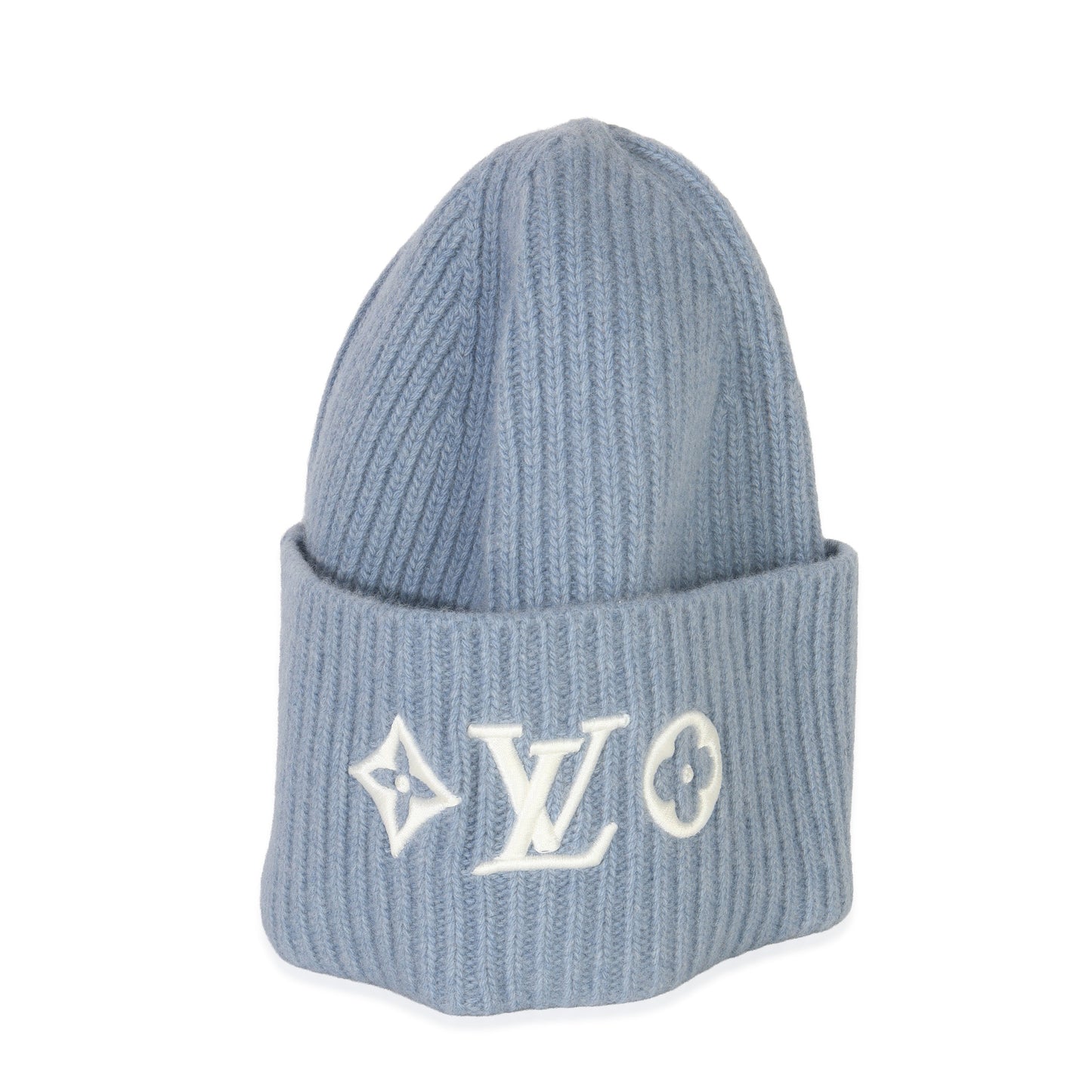 Louis Vuitton Light Blue Wool Monogram LV Headline Beanie