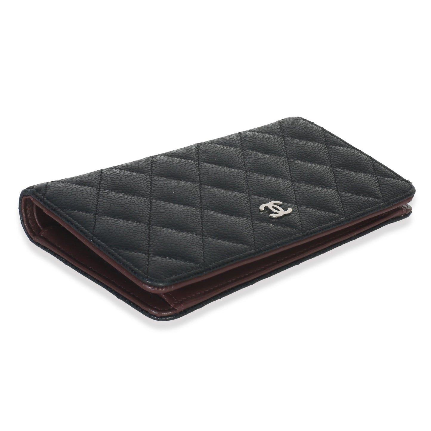 Chanel Black Quilted Caviar Yen Flap Wallet