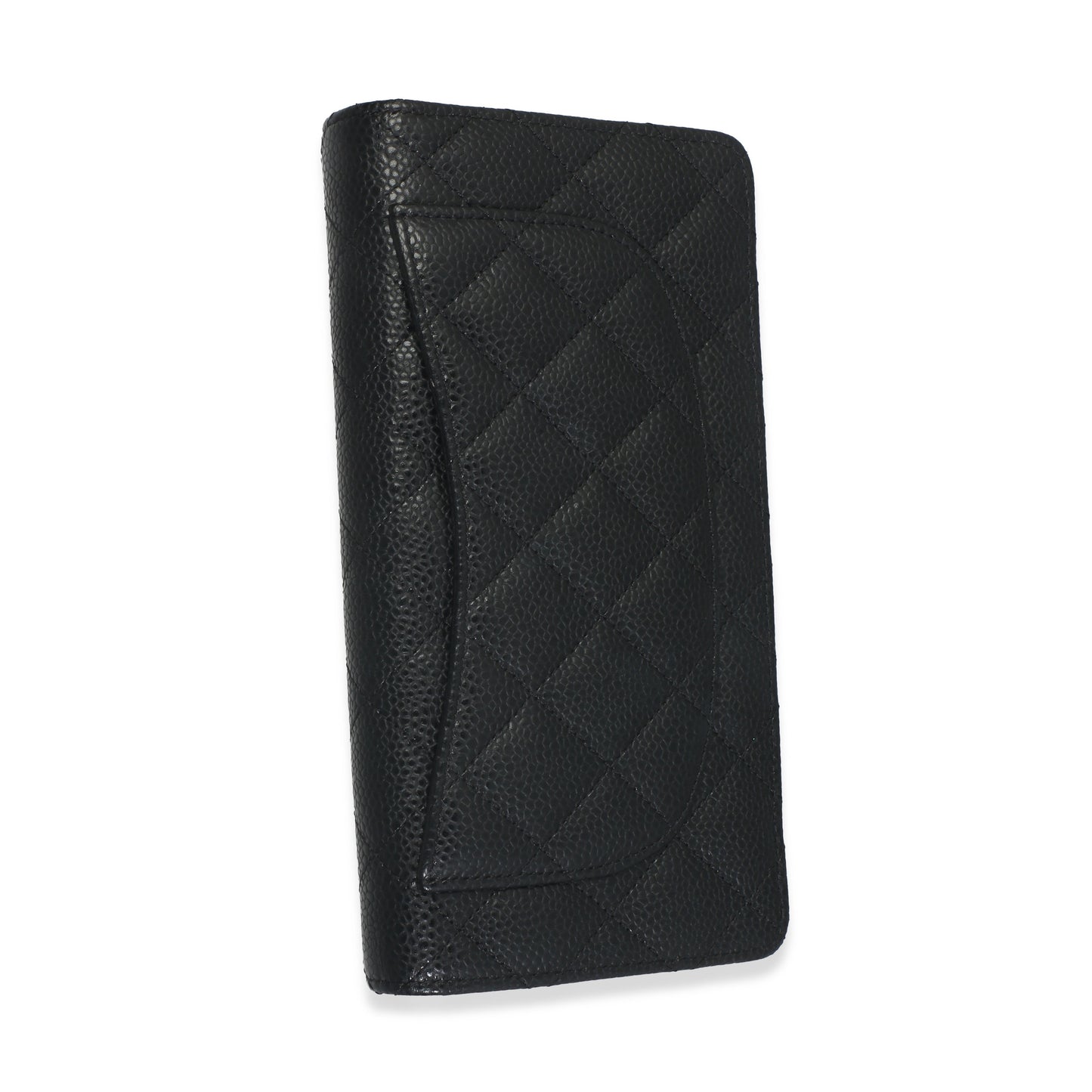 Chanel Black Quilted Caviar Yen Flap Wallet