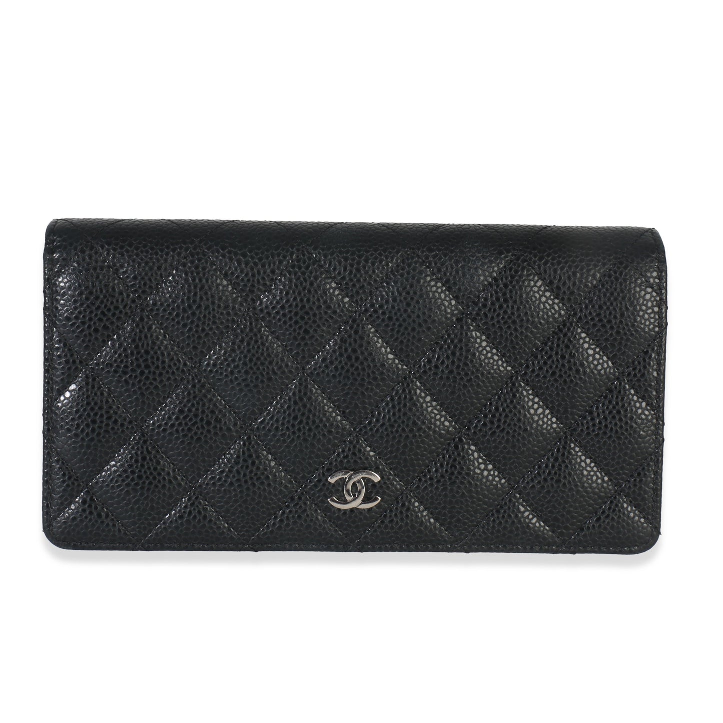 Chanel Black Quilted Caviar Yen Flap Wallet