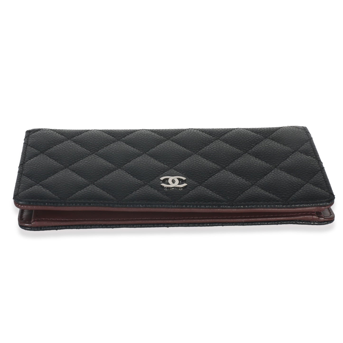 Chanel Black Quilted Caviar Yen Flap Wallet