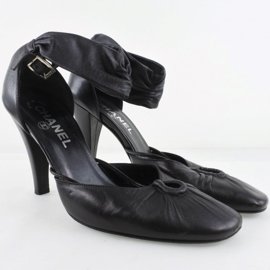 CHANEL pumps Calfskin black Women 36 1/2