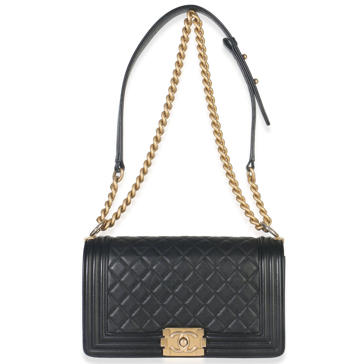 Chanel Black Quilted Lambskin Old Medium Boy Bag