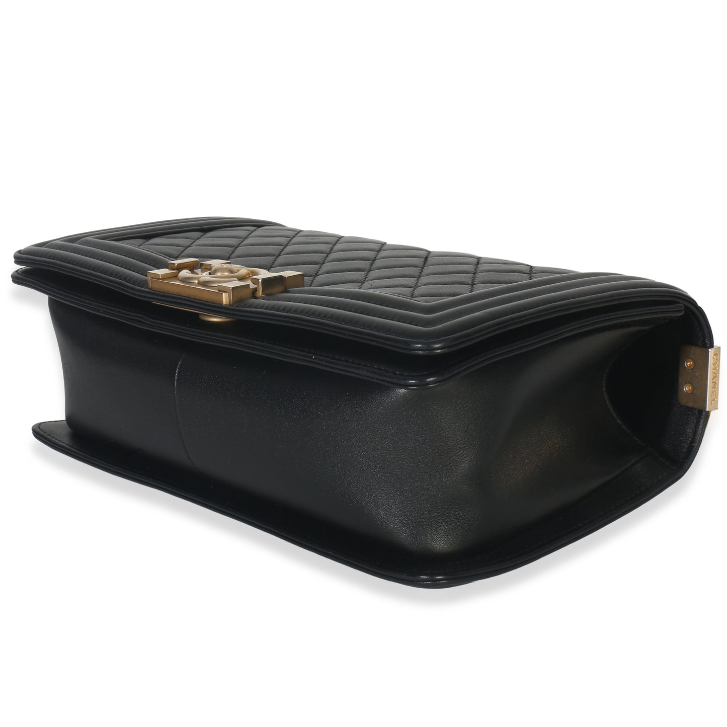Chanel Black Quilted Lambskin Old Medium Boy Bag