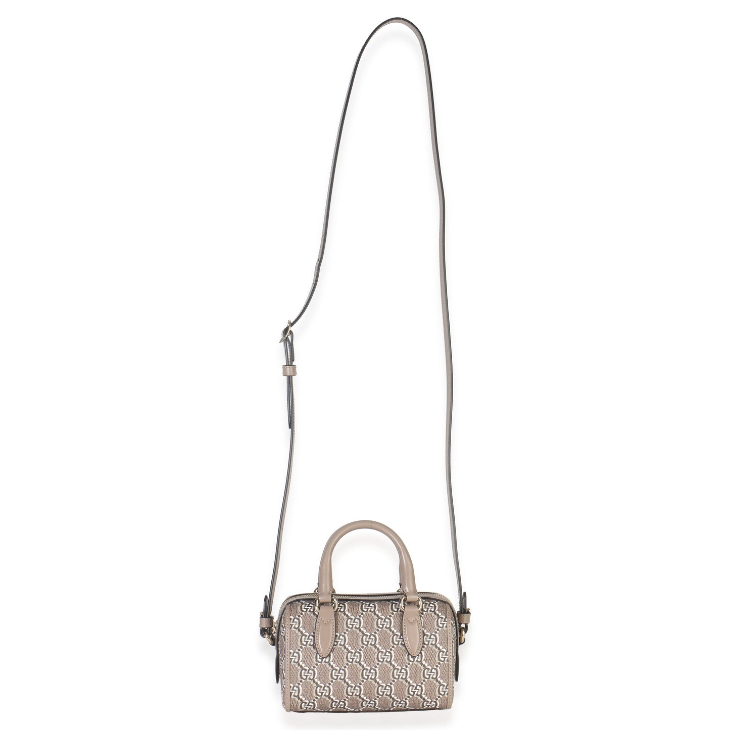 Gucci Taupe GG Shadow Monogram Super Mini Ophidia Bowler Bag