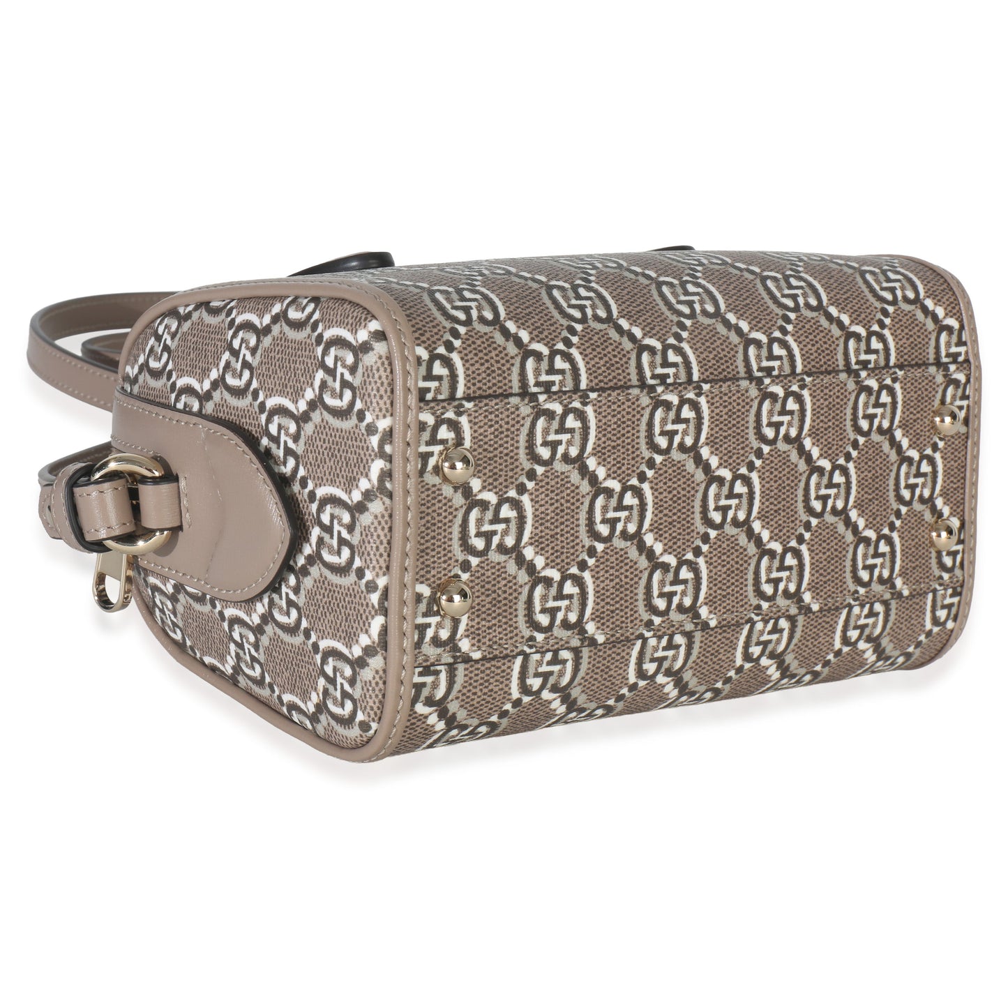 Gucci Taupe GG Shadow Monogram Super Mini Ophidia Bowler Bag
