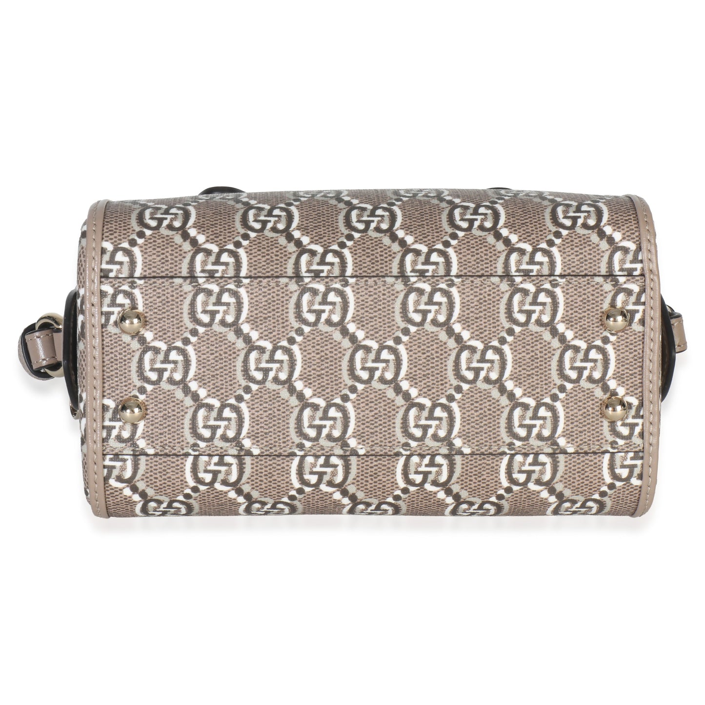 Gucci Taupe GG Shadow Monogram Super Mini Ophidia Bowler Bag