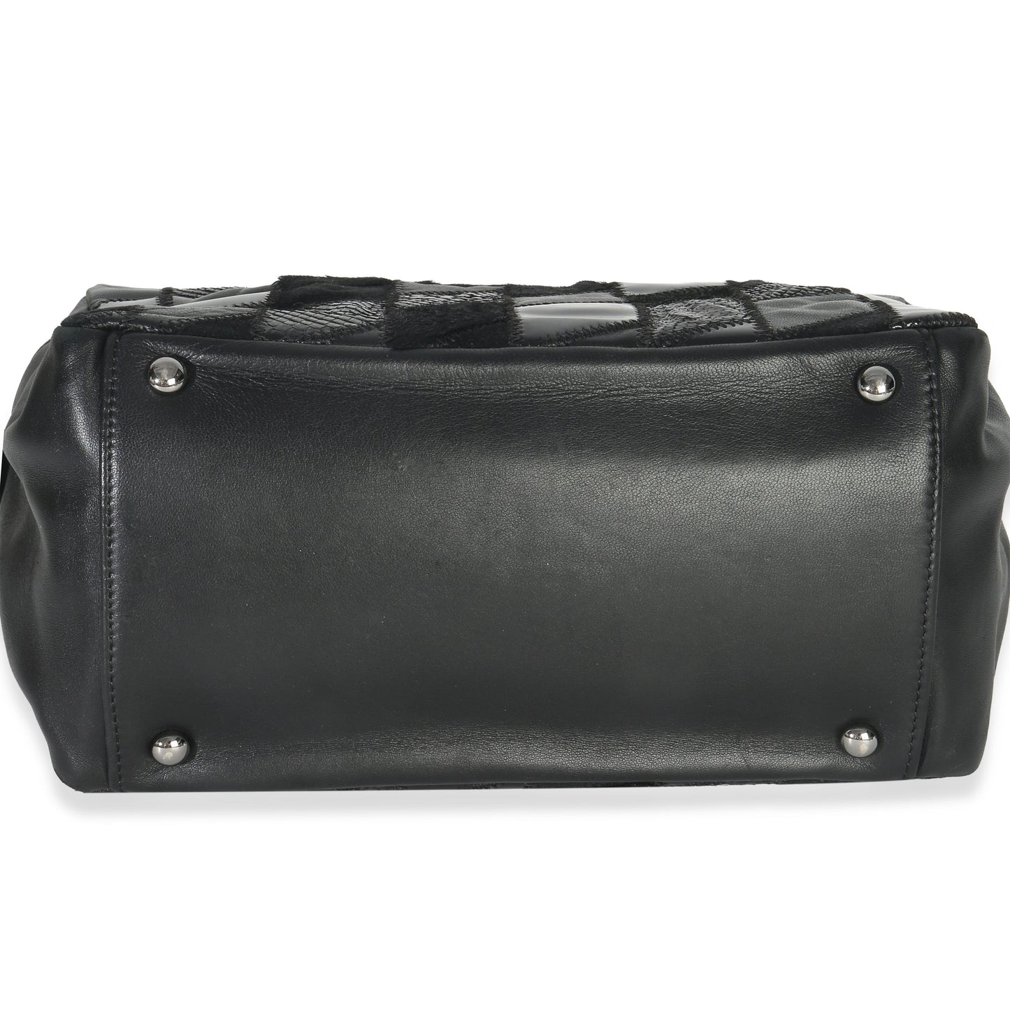 Chanel Black Lambskin Python Patchwork Shoulder Bag