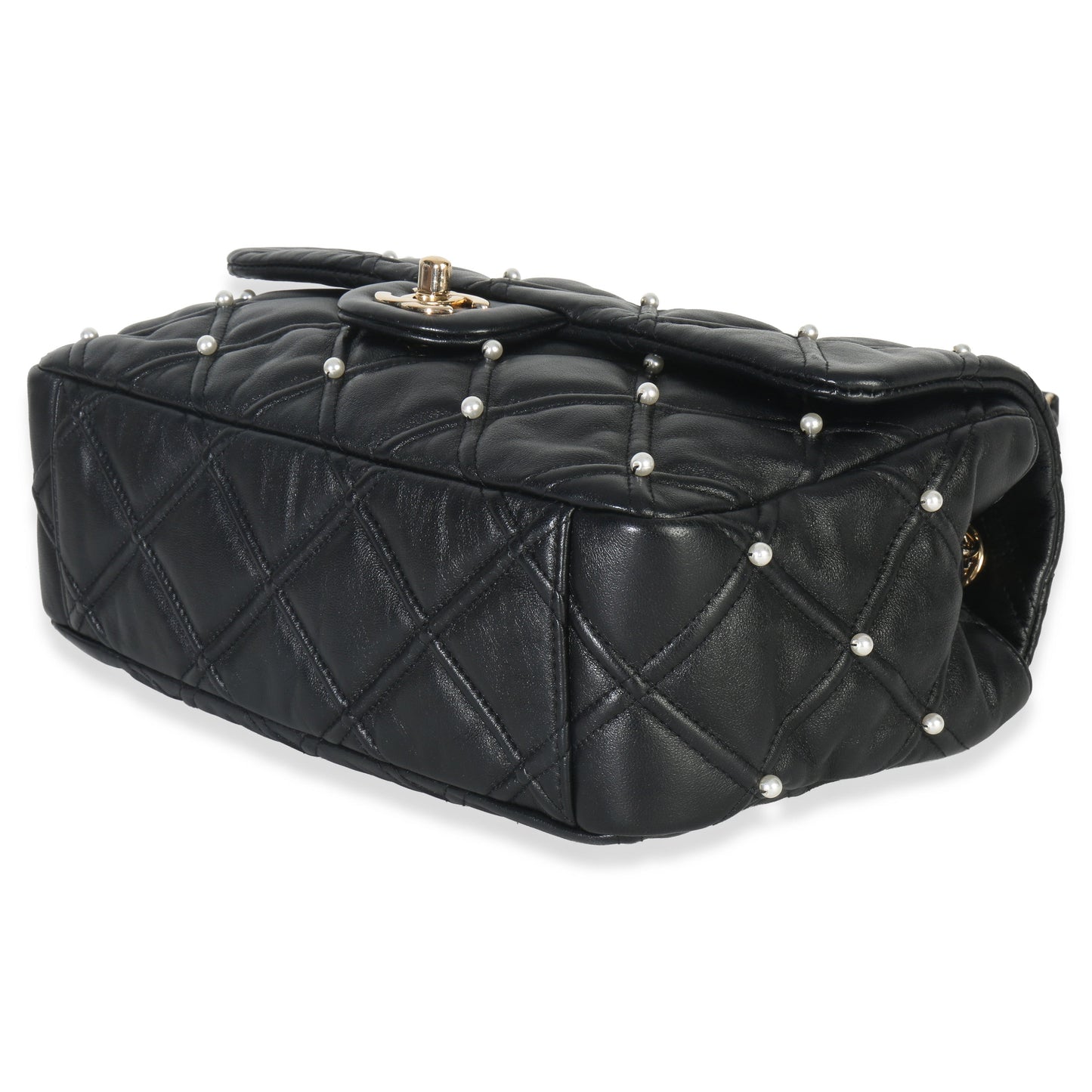Chanel Black Pearl Studded Lambskin Medium CC Flap Bag
