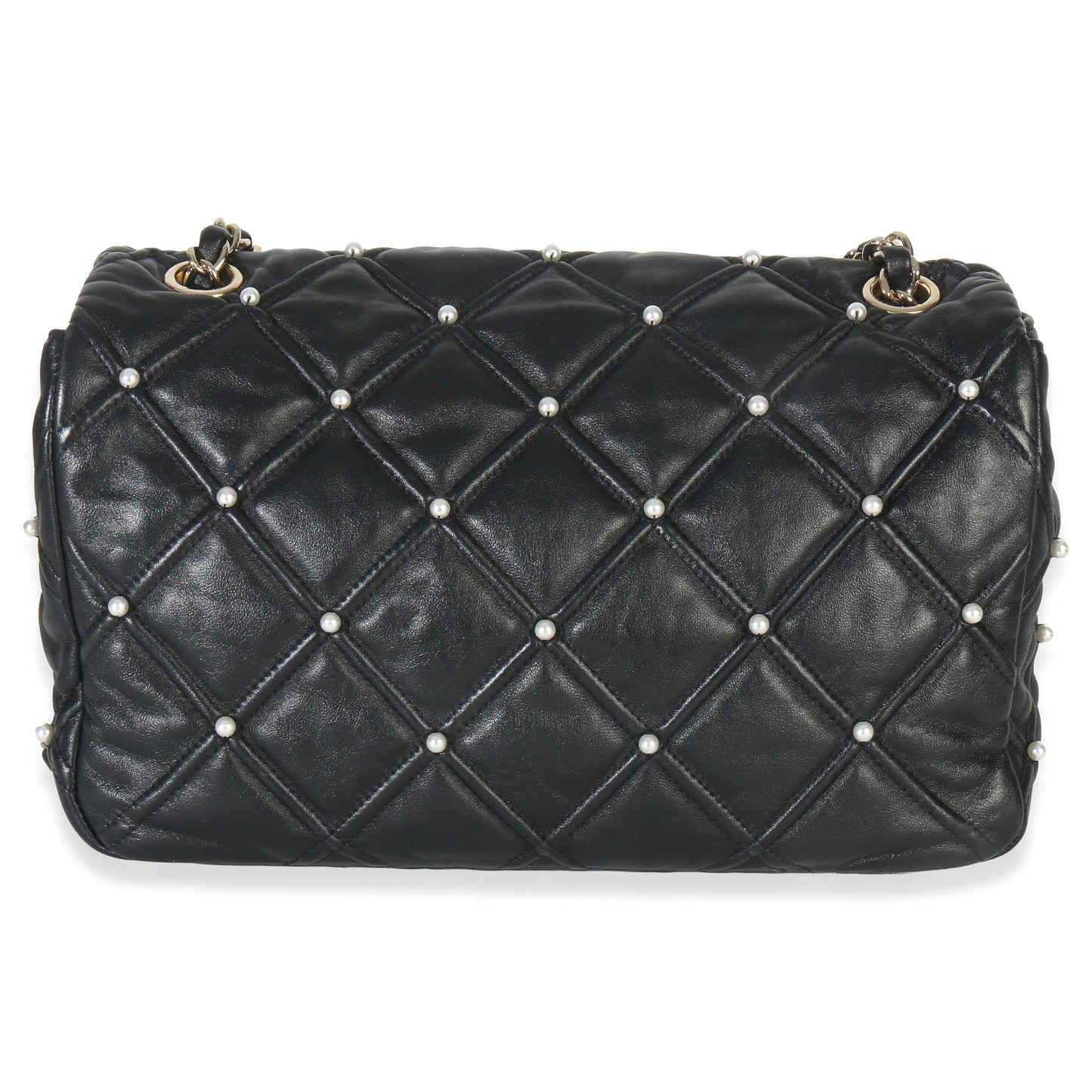 Chanel Black Pearl Studded Lambskin Medium CC Flap Bag