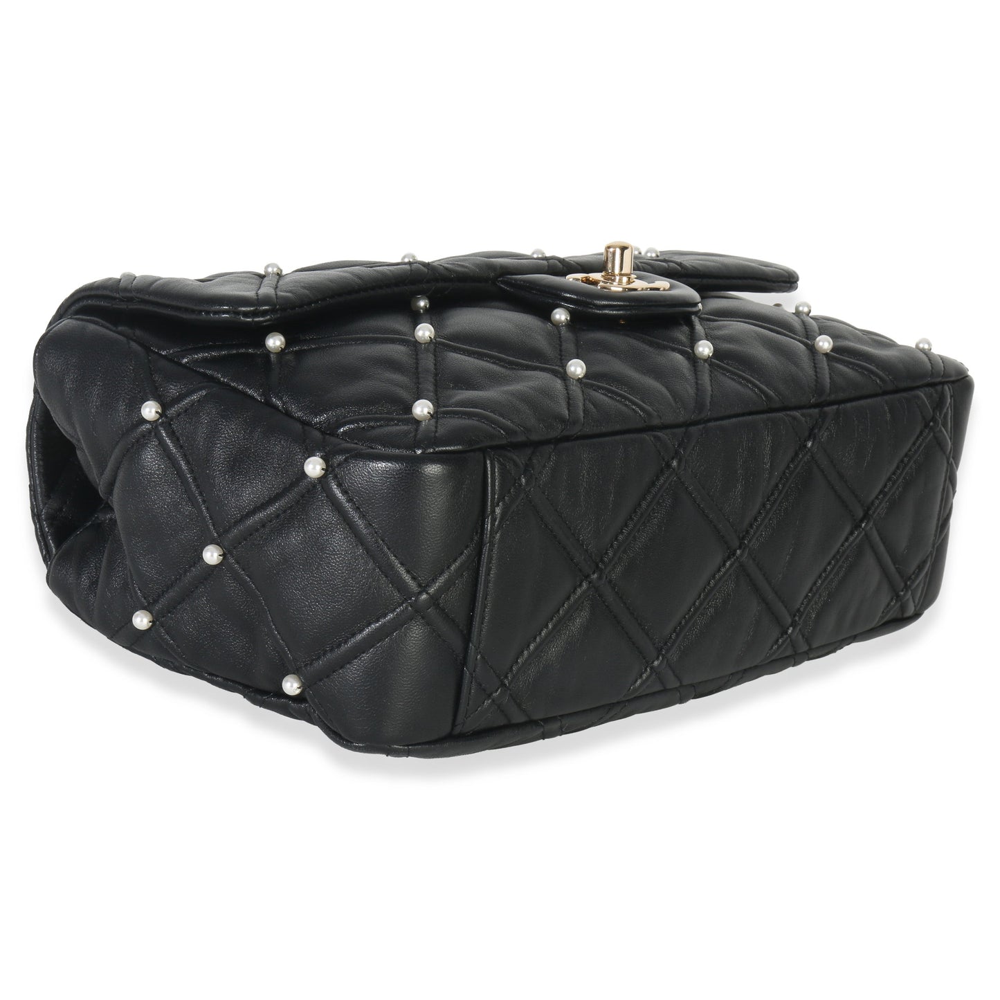 Chanel Black Pearl Studded Lambskin Medium CC Flap Bag