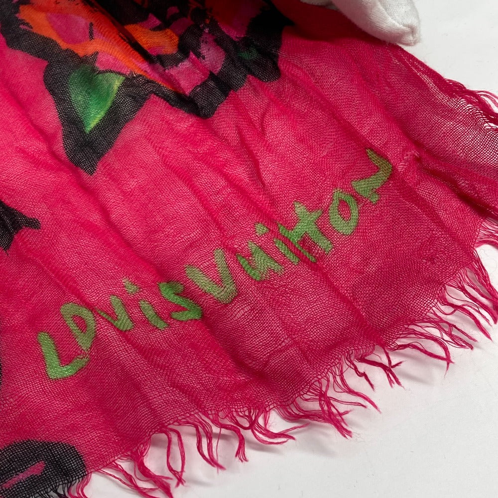 LOUIS VUITTON Stall M72379 Cashmere, Silk pink Shawl fringe Etoll rose graffiti Women