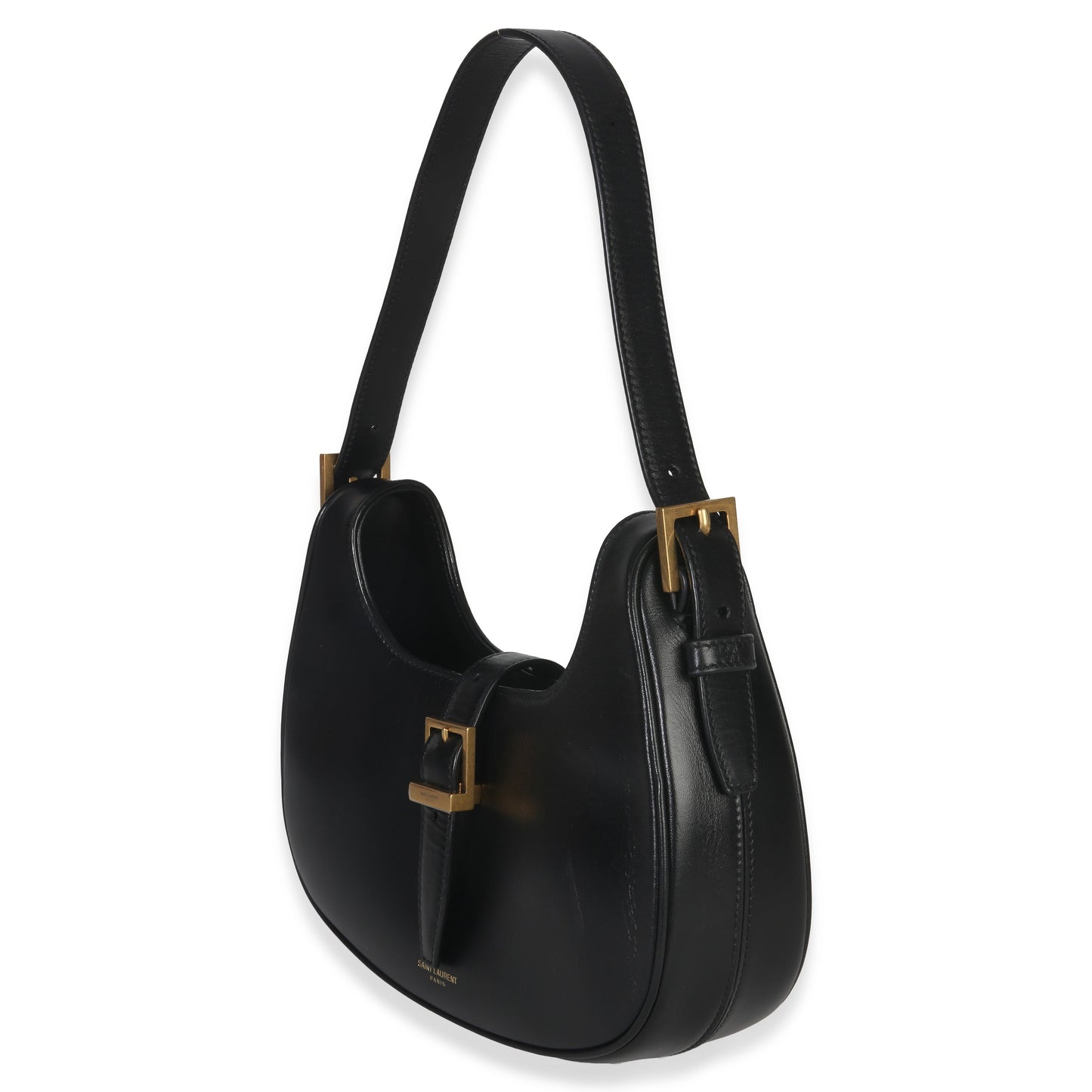 Saint Laurent Black Smooth Calfskin Le Fermoir Hobo
