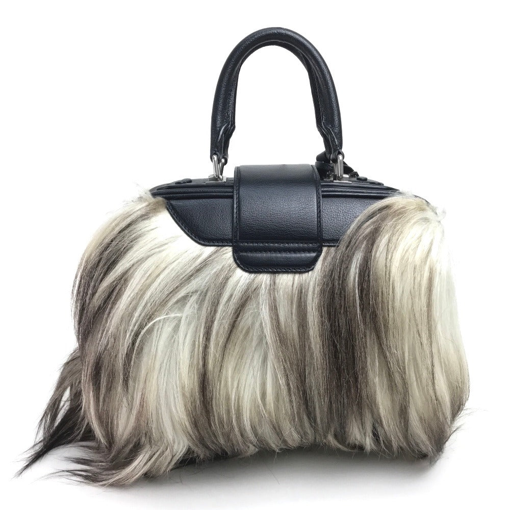 LOUIS VUITTON Handbag M94261 Buffalo leather black fur Trans Siberian PM