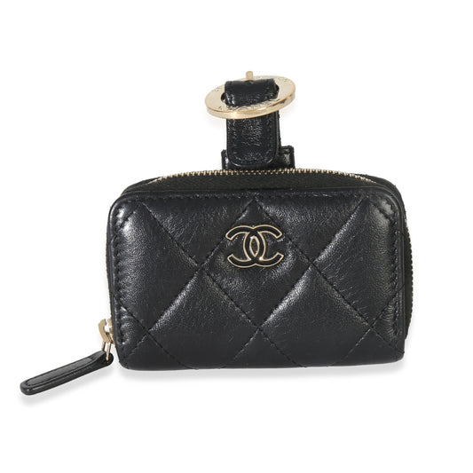 Chanel Black Quilted Lambskin Coin Purse Bracelet