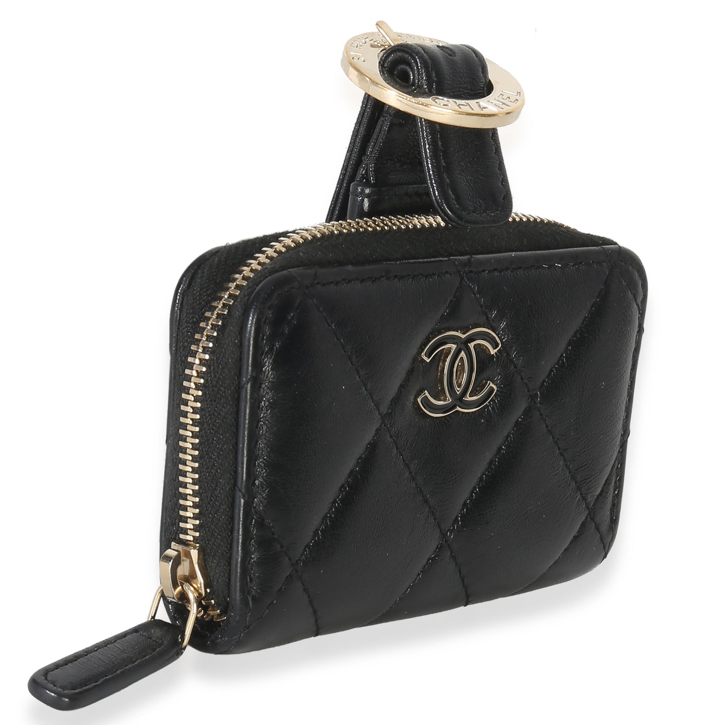 Chanel Black Quilted Lambskin Coin Purse Bracelet