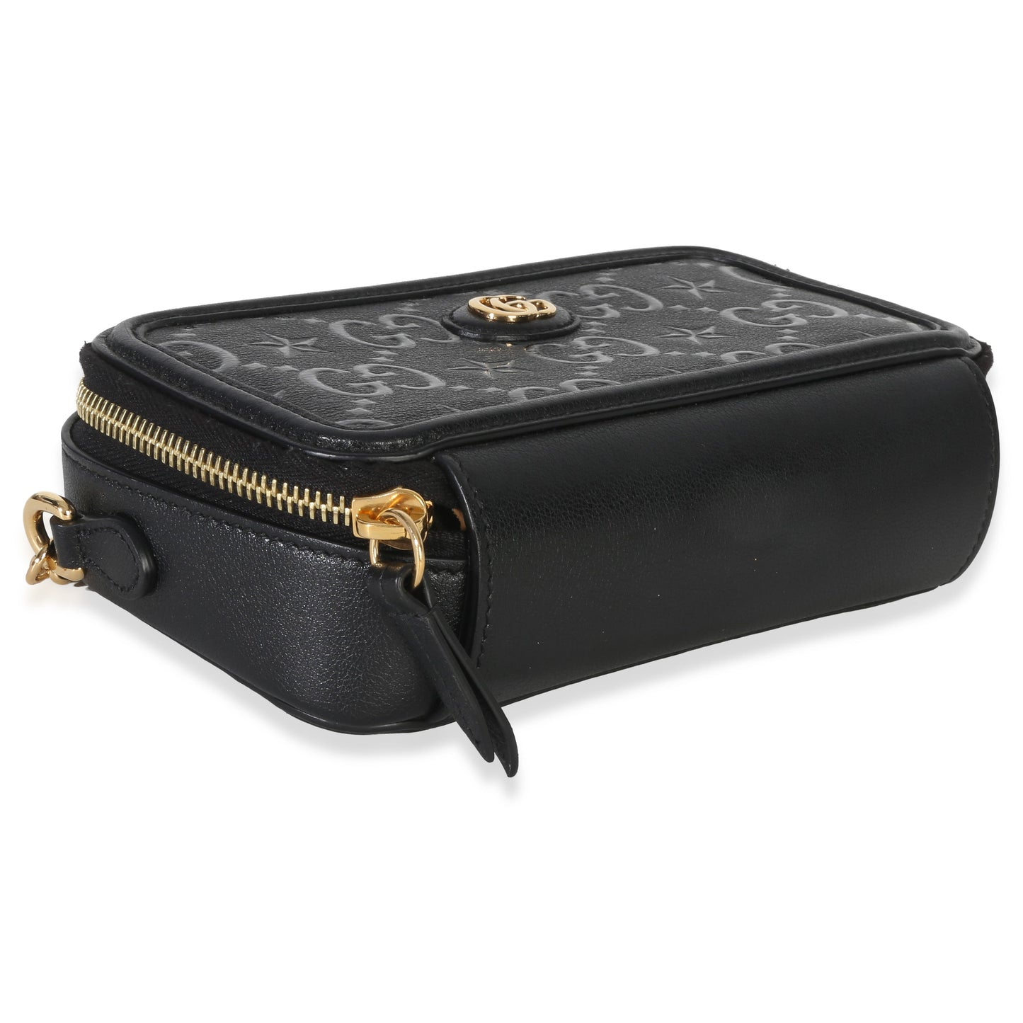 Gucci Black GG Star Embossed Calfskin Mini GG Chain Bag