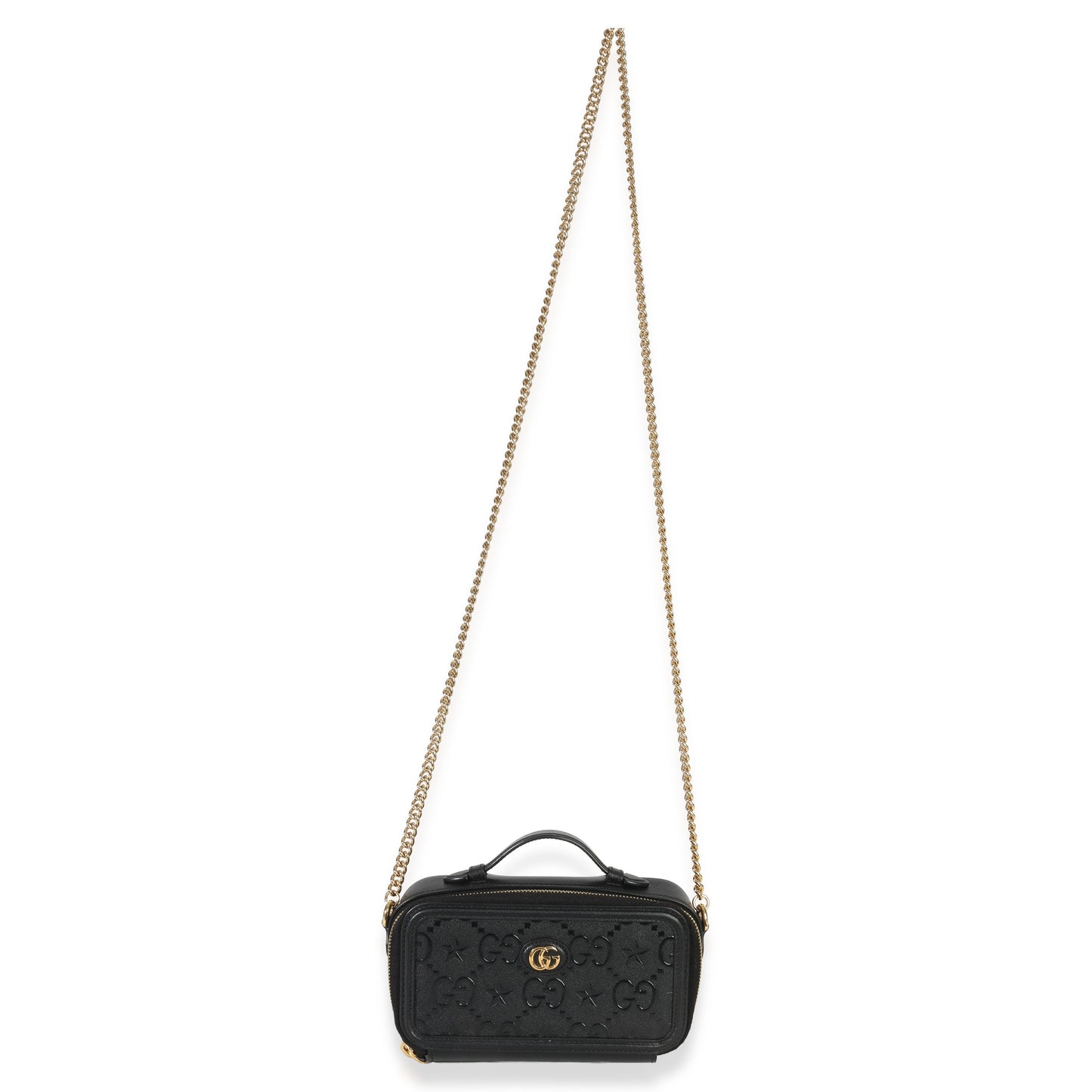 Gucci Black GG Star Embossed Calfskin Mini GG Chain Bag